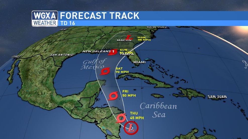 Wednesday Evening Update TD16 on track to Hurricane Nate WGXA