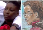 Dominique Johnson, left, leaves court. (WJLA photo) Courtroom sketch of Jamyra Gallmon, right.