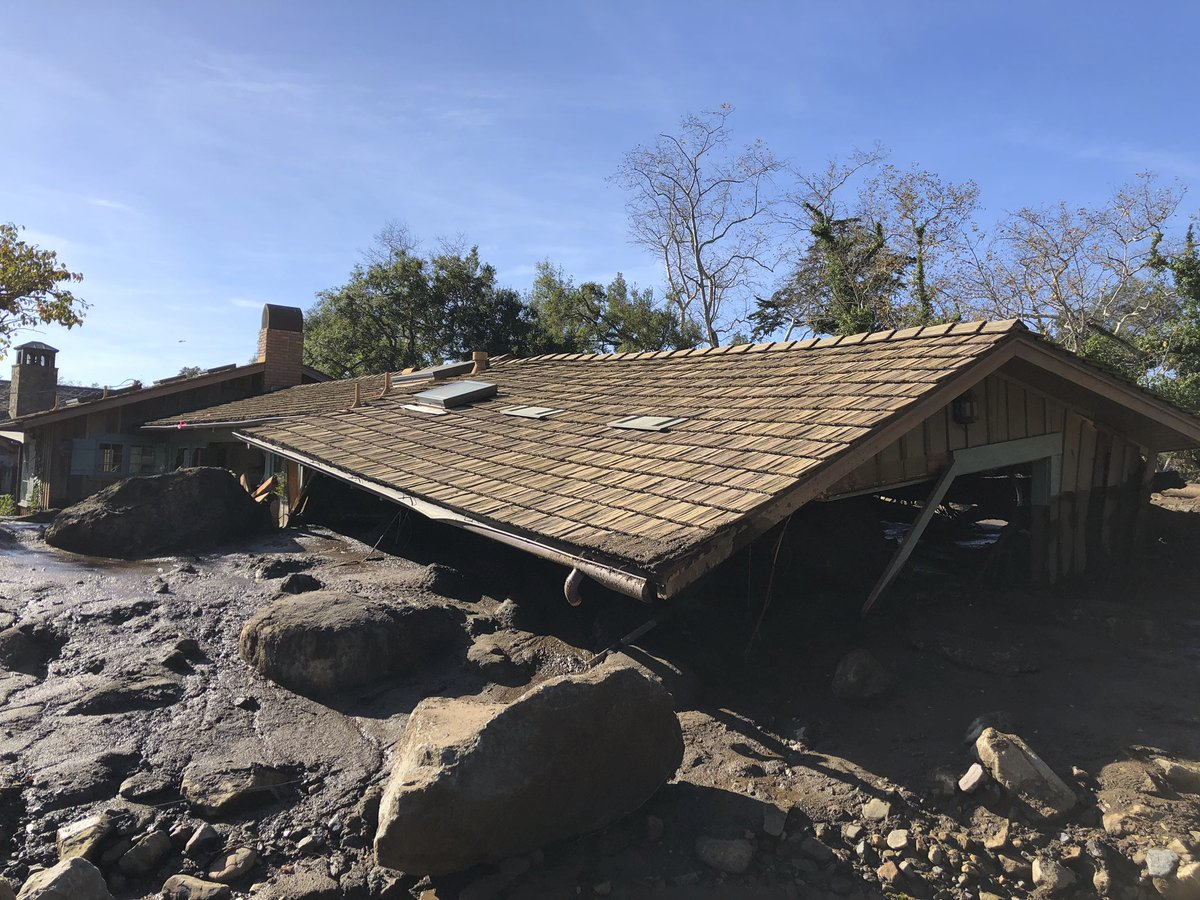 17 dead in california mudslides, more than a dozen missing